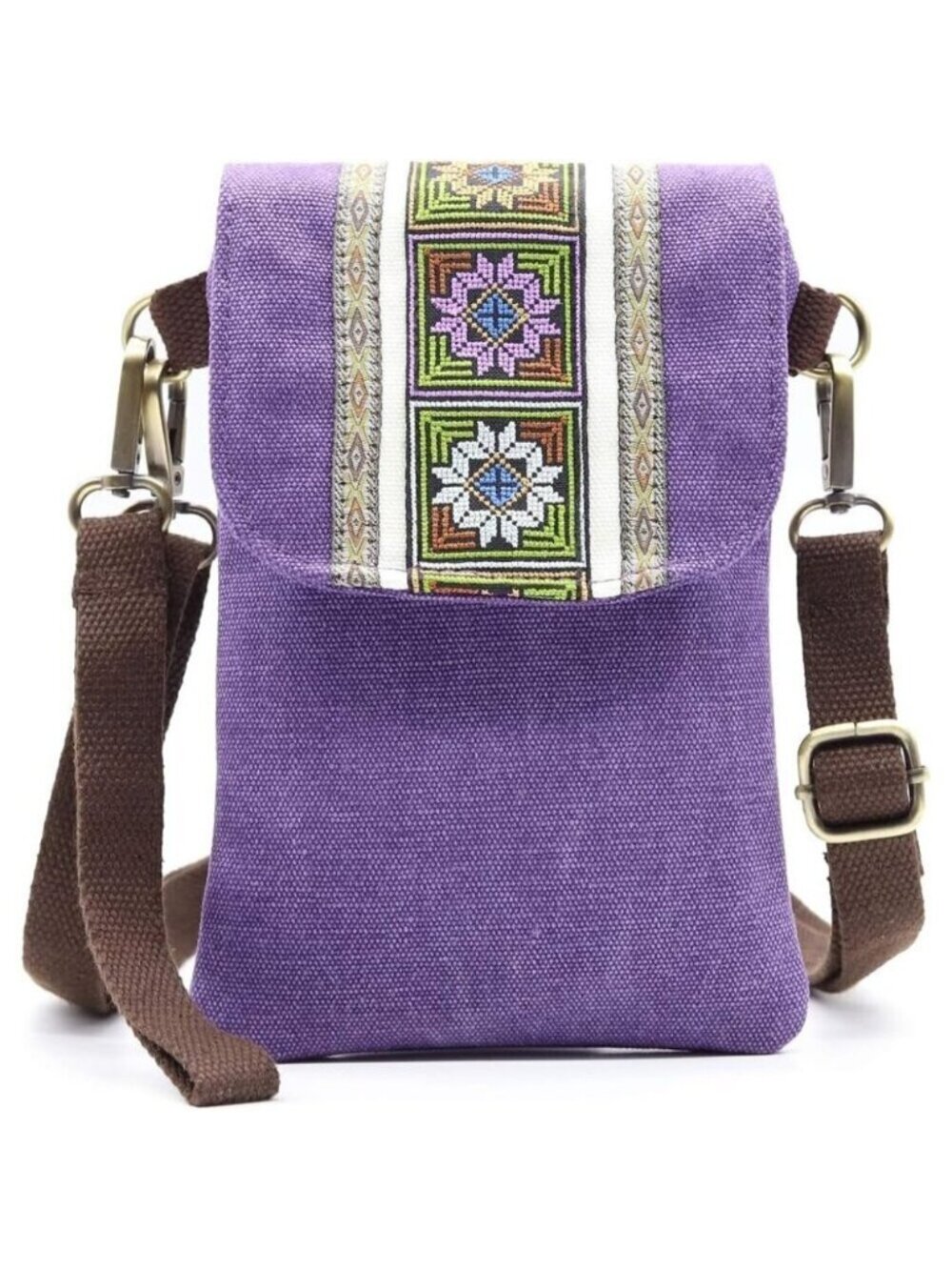 Women's Purple Vintage Embroidered Cute Mini Cross Body Bag Small Handbags